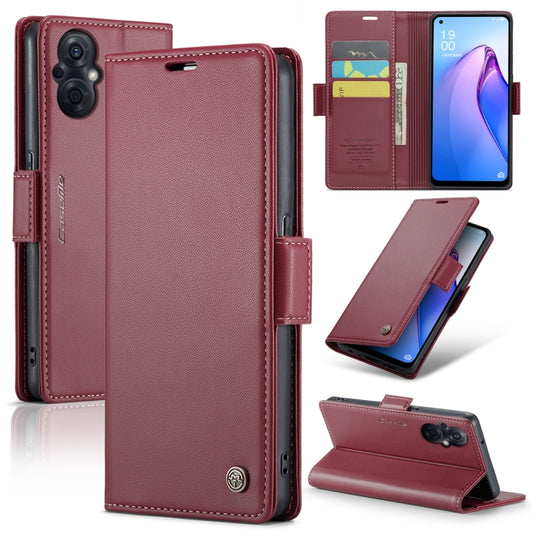 For OPPO F21 Pro 5G Globa/Reno8 Z Global CaseMe 023 Butterfly Buckle Litchi Texture RFID Anti-theft Leather Phone Case(Wine Red) - OPPO Cases by CaseMe | Online Shopping South Africa | PMC Jewellery | Buy Now Pay Later Mobicred