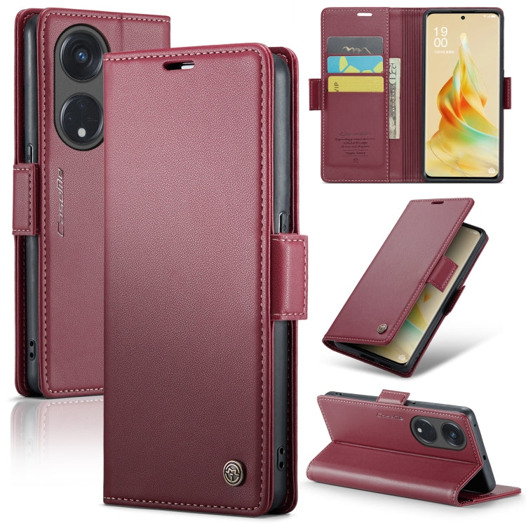 For OPPO Reno8 T 5G/A1 Pro 5G CaseMe 023 Butterfly Buckle Litchi Texture RFID Anti-theft Leather Phone Case(Wine Red) - OPPO Cases by CaseMe | Online Shopping South Africa | PMC Jewellery | Buy Now Pay Later Mobicred