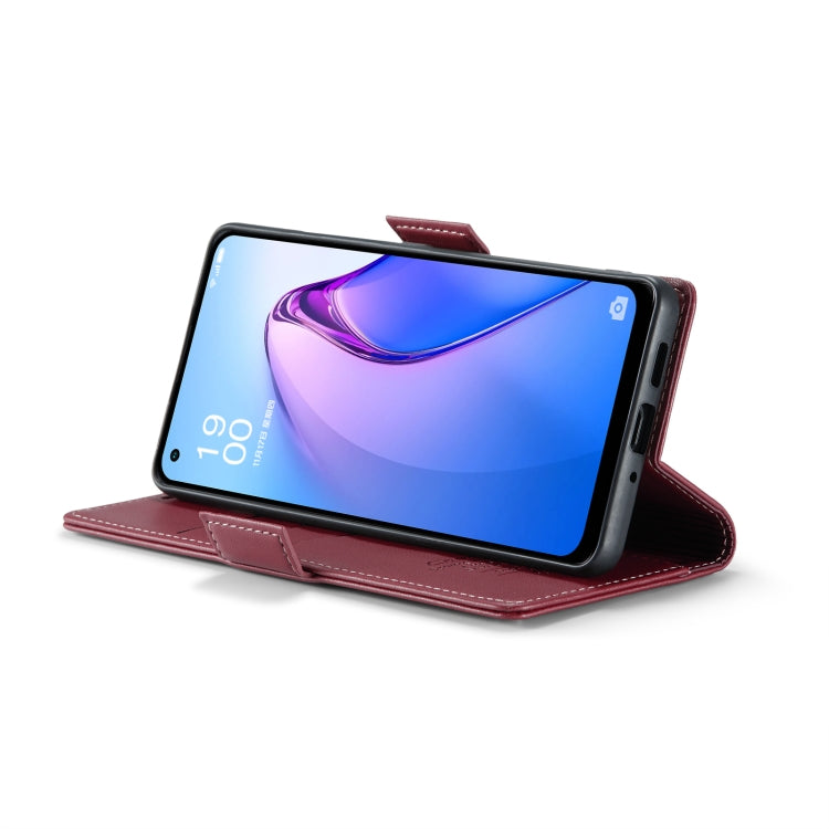 For OPPO Reno8 5G Global CaseMe 023 Butterfly Buckle Litchi Texture RFID Anti-theft Leather Phone Case(Wine Red) - OPPO Cases by CaseMe | Online Shopping South Africa | PMC Jewellery | Buy Now Pay Later Mobicred