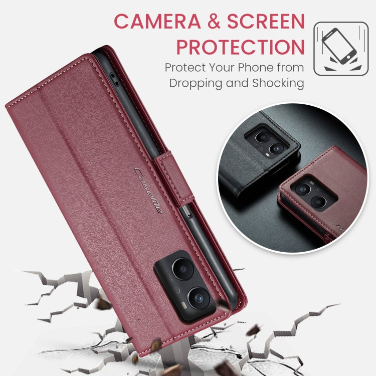 For OPPO A96 4G Global/A36 4G/K10 4G/A76 4G CaseMe 023 Butterfly Buckle Litchi Texture RFID Anti-theft Leather Phone Case(Wine Red) - OPPO Cases by CaseMe | Online Shopping South Africa | PMC Jewellery | Buy Now Pay Later Mobicred