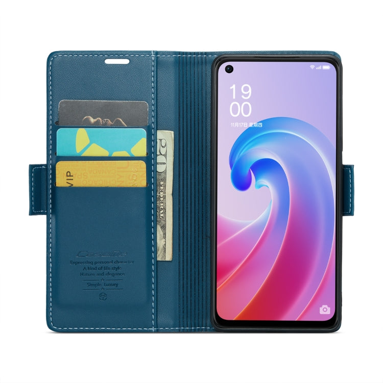 For OPPO A96 4G Global/A36 4G/K10 4G/A76 4G CaseMe 023 Butterfly Buckle Litchi Texture RFID Anti-theft Leather Phone Case(Blue) - OPPO Cases by CaseMe | Online Shopping South Africa | PMC Jewellery | Buy Now Pay Later Mobicred