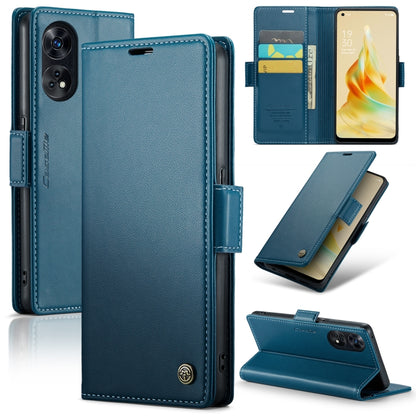 For OPPO Reno8 T 4G CaseMe 023 Butterfly Buckle Litchi Texture RFID Anti-theft Leather Phone Case(Blue) - OPPO Cases by CaseMe | Online Shopping South Africa | PMC Jewellery | Buy Now Pay Later Mobicred