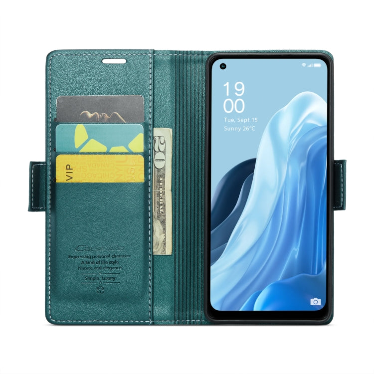 For OPPO Reno7 4G Indonesia/F21 Pro 4G/Reno8 4G CaseMe 023 Butterfly Buckle Litchi Texture RFID Anti-theft Leather Phone Case(Pearly Blue) - OPPO Cases by CaseMe | Online Shopping South Africa | PMC Jewellery | Buy Now Pay Later Mobicred