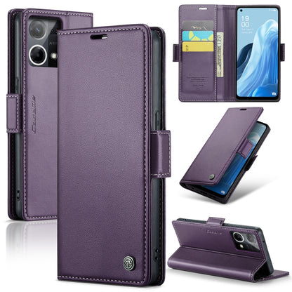 For OPPO Reno7 4G Indonesia/F21 Pro 4G/Reno8 4G CaseMe 023 Butterfly Buckle Litchi Texture RFID Anti-theft Leather Phone Case(Pearly Purple) - OPPO Cases by CaseMe | Online Shopping South Africa | PMC Jewellery | Buy Now Pay Later Mobicred