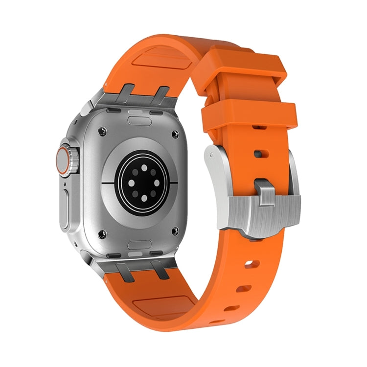 AP Silicone Watch Band For Apple Watch SE 2023 44mm(Silver Orange) - Watch Bands by PMC TechLife | Online Shopping South Africa | PMC TechLife