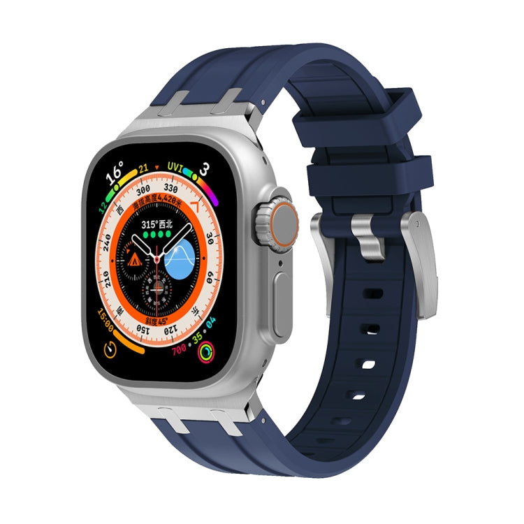AP Silicone Watch Band For Apple Watch SE 2023 40mm(Silver Blue) - Watch Bands by PMC TechLife | Online Shopping South Africa | PMC TechLife