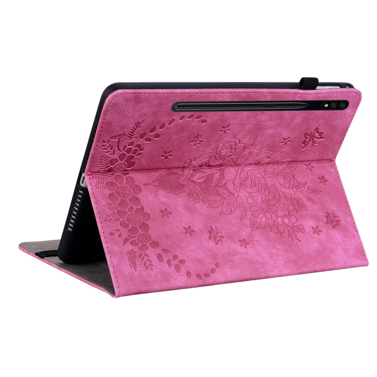 For Samsung Galaxy Tab S9+ Butterfly Rose Embossed Leather Tablet Case(Rose Red) - Galaxy Tab S9+ Cases by PMC Jewellery | Online Shopping South Africa | PMC Jewellery | Buy Now Pay Later Mobicred