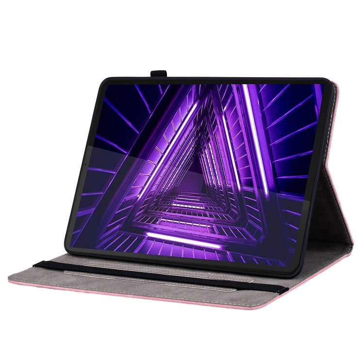For Lenovo M10 Plus Butterfly Rose Embossed Leather Tablet Case(Pink) - Lenovo by PMC TechLife | Online Shopping South Africa | PMC TechLife | Buy Now Pay Later Mobicred