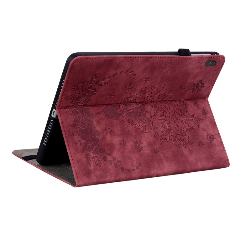 For Lenovo M10 Butterfly Rose Embossed Leather Tablet Case(Red) - Lenovo by PMC TechLife | Online Shopping South Africa | PMC TechLife | Buy Now Pay Later Mobicred