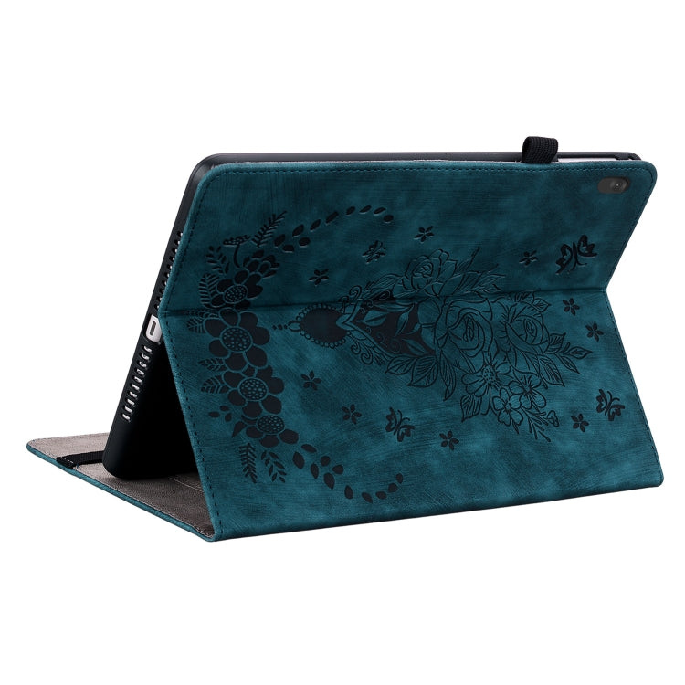 For Lenovo M10 Butterfly Rose Embossed Leather Tablet Case(Dark Blue) - Lenovo by PMC TechLife | Online Shopping South Africa | PMC TechLife | Buy Now Pay Later Mobicred