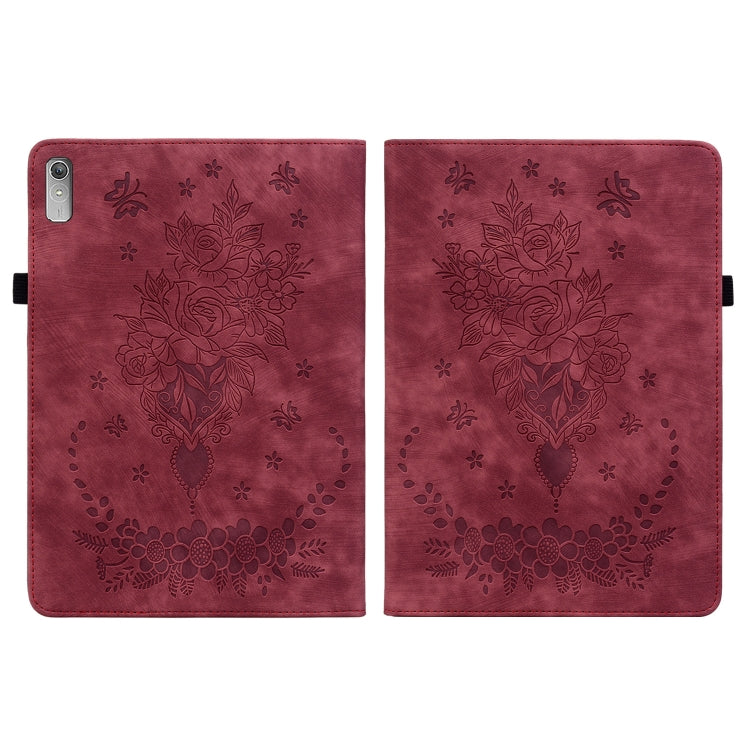 For Lenovo Tab P11 Gen 2 11.5 Butterfly Rose Embossed Leather Tablet Case(Red) - Lenovo by PMC TechLife | Online Shopping South Africa | PMC TechLife | Buy Now Pay Later Mobicred