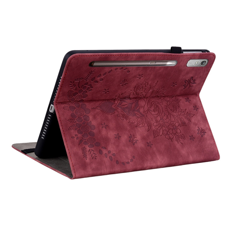For Lenovo Tab P11 Pro Gen 2 11.2 Butterfly Rose Embossed Leather Tablet Case(Red) - Lenovo by PMC TechLife | Online Shopping South Africa | PMC TechLife | Buy Now Pay Later Mobicred
