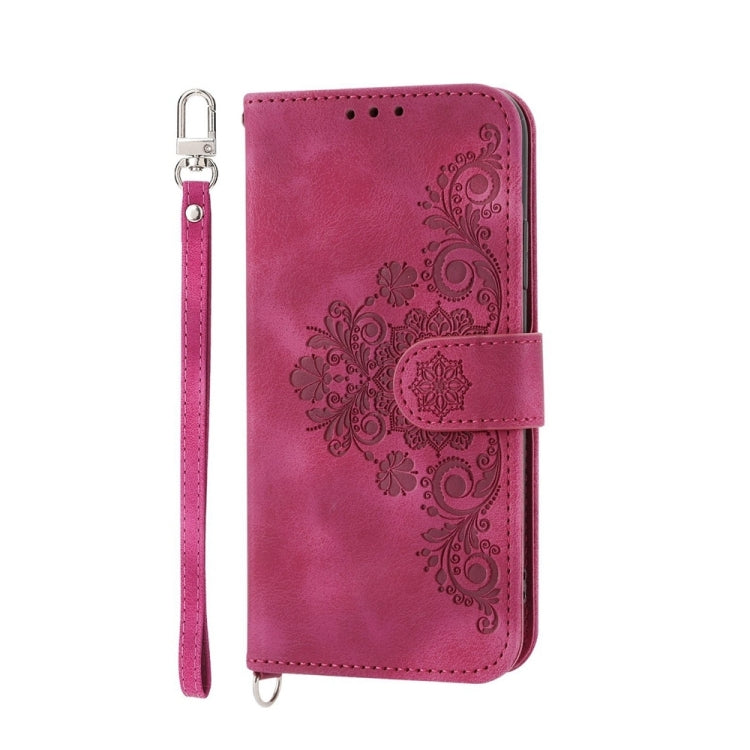 For Huawei Pura 70 Skin-feel Flowers Embossed Wallet Leather Phone Case(Wine Red) - Huawei Cases by PMC Jewellery | Online Shopping South Africa | PMC Jewellery | Buy Now Pay Later Mobicred