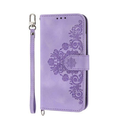 For Honor Magic6 Pro Skin-feel Flowers Embossed Wallet Leather Phone Case(Purple) - Honor Cases by PMC Jewellery | Online Shopping South Africa | PMC Jewellery | Buy Now Pay Later Mobicred