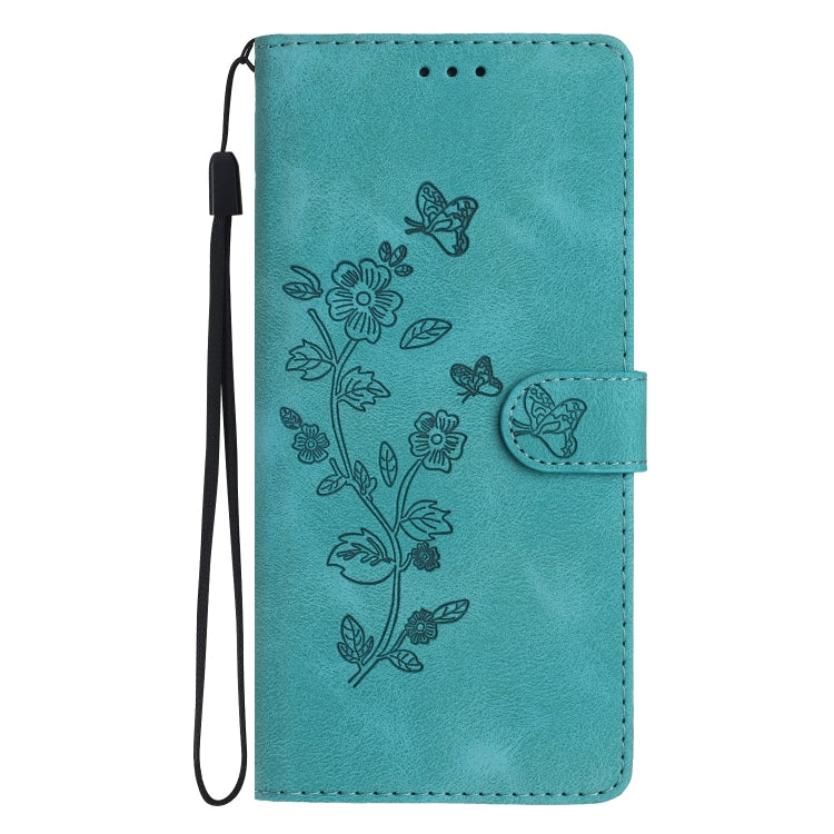 For iPhone 16 Flower Butterfly Embossing Pattern Leather Phone Case(Sky Blue) - iPhone 16 Cases by PMC TechLife | Online Shopping South Africa | PMC TechLife | Buy Now Pay Later Mobicred