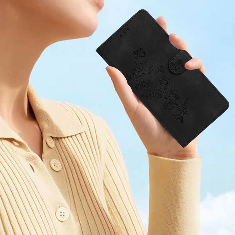 For iPhone 16 Plus Flower Butterfly Embossing Pattern Leather Phone Case(Black) - iPhone 16 Plus Cases by PMC TechLife | Online Shopping South Africa | PMC TechLife | Buy Now Pay Later Mobicred