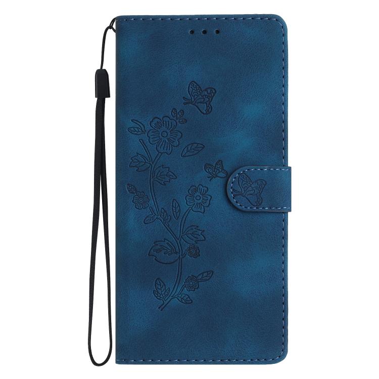 For iPhone 16e Flower Butterfly Embossing Pattern Leather Phone Case(Blue) - iPhone 16e Cases by PMC TechLife | Online Shopping South Africa | PMC TechLife | Buy Now Pay Later Mobicred