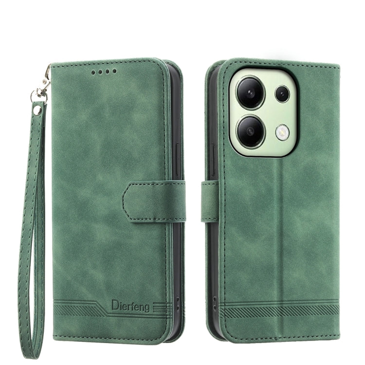 For Xiaomi Redmi Note13 4G Dierfeng Dream Line TPU + PU Leather Phone Case(Green) - Note 13 Cases by PMC Jewellery | Online Shopping South Africa | PMC Jewellery | Buy Now Pay Later Mobicred