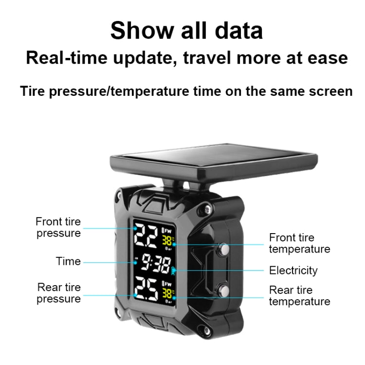 M9 Color Screen Motorcycle Solar Wireless Tire Pressure Monitor With M10 Fixed Mount - Electrical System by PMC TechLife | Online Shopping South Africa | PMC TechLife | Buy Now Pay Later Mobicred