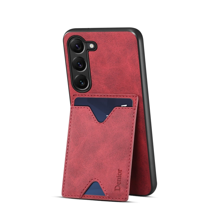 For Samsung Galaxy S24 5G Denior PU Back Cover Card Slot Holder Phone Case(Red) - Galaxy S24 5G Cases by Denior | Online Shopping South Africa | PMC Jewellery | Buy Now Pay Later Mobicred