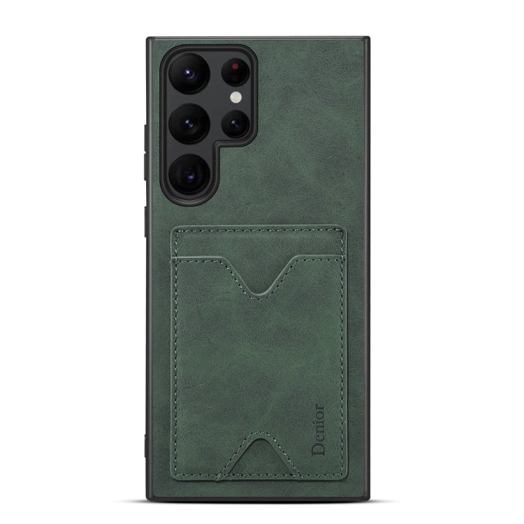 For Samsung Galaxy S24 Ultra 5G Denior PU Back Cover Card Slot Holder Phone Case(Green) - Galaxy S24 Ultra 5G Cases by Denior | Online Shopping South Africa | PMC Jewellery | Buy Now Pay Later Mobicred