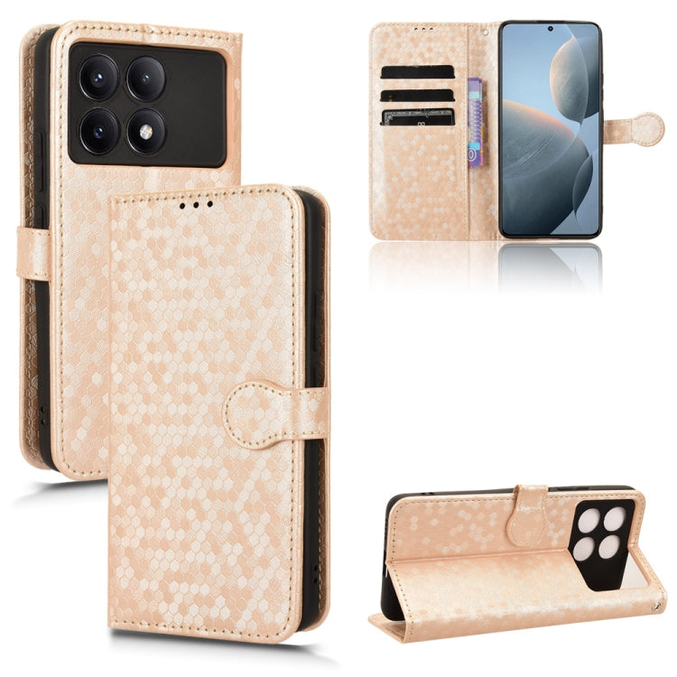 For Xiaomi Poco X6 Pro / Redmi K70E 5G Honeycomb Dot Texture Leather Phone Case(Gold) - free shipping - PMC TechLife - Order now!