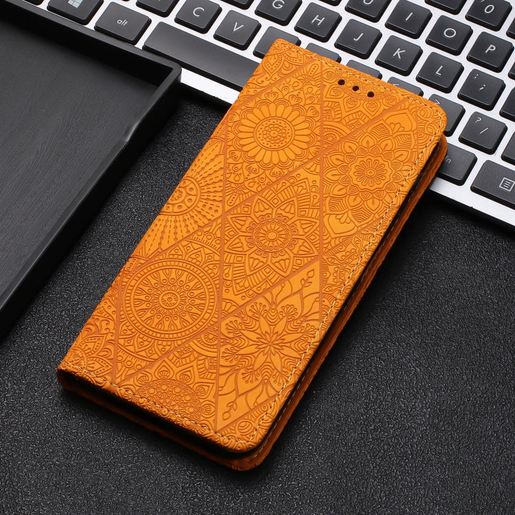 For Xiaomi Redmi 13C Ethnic Embossed Adsorption Leather Phone Case(Yellow) - 13C Cases by PMC Jewellery | Online Shopping South Africa | PMC Jewellery | Buy Now Pay Later Mobicred