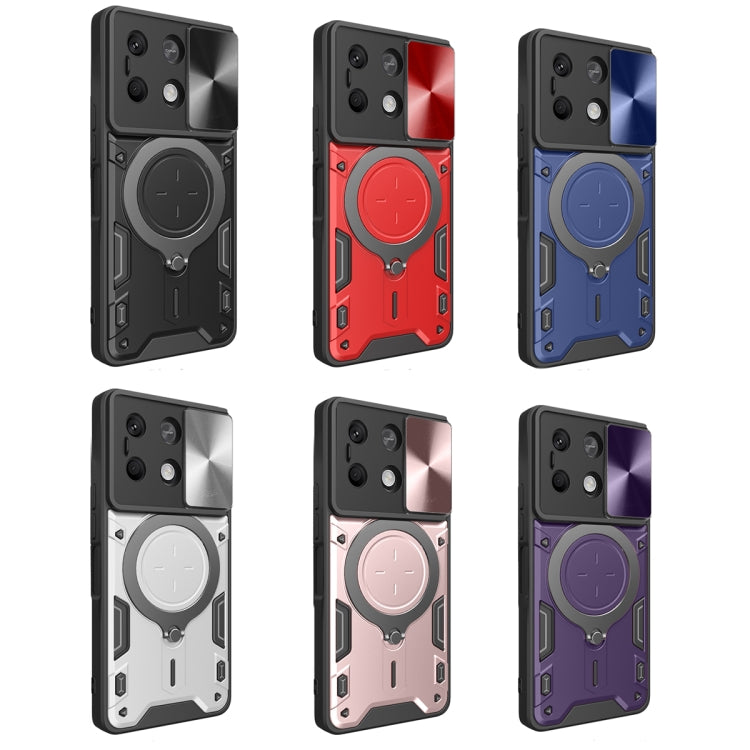 For Xiaomi Redmi Note 13 5G CD Texture Sliding Camshield Magnetic Holder Phone Case(Purple) - Note 13 Cases by PMC TechLife | Online Shopping South Africa | PMC TechLife | Buy Now Pay Later Mobicred