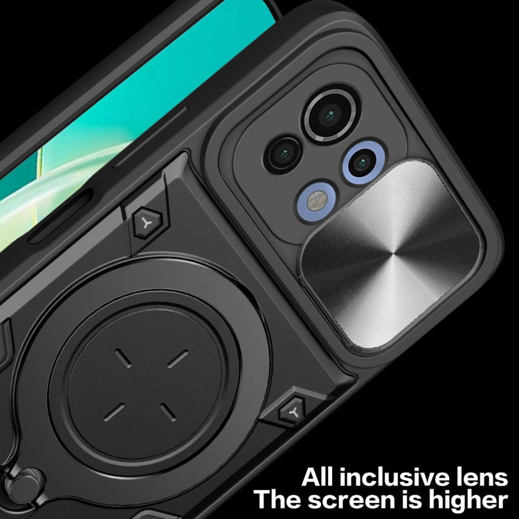 For Xiaomi Mi 11 Lite 4G / 5G CD Texture Sliding Camshield Magnetic Holder Phone Case(Black) - Xiaomi Cases by PMC TechLife | Online Shopping South Africa | PMC TechLife | Buy Now Pay Later Mobicred