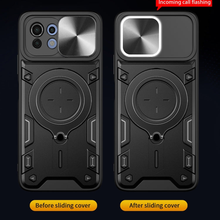 For Xiaomi Mi 11 Lite 4G / 5G CD Texture Sliding Camshield Magnetic Holder Phone Case(Silver) - Xiaomi Cases by PMC TechLife | Online Shopping South Africa | PMC TechLife | Buy Now Pay Later Mobicred