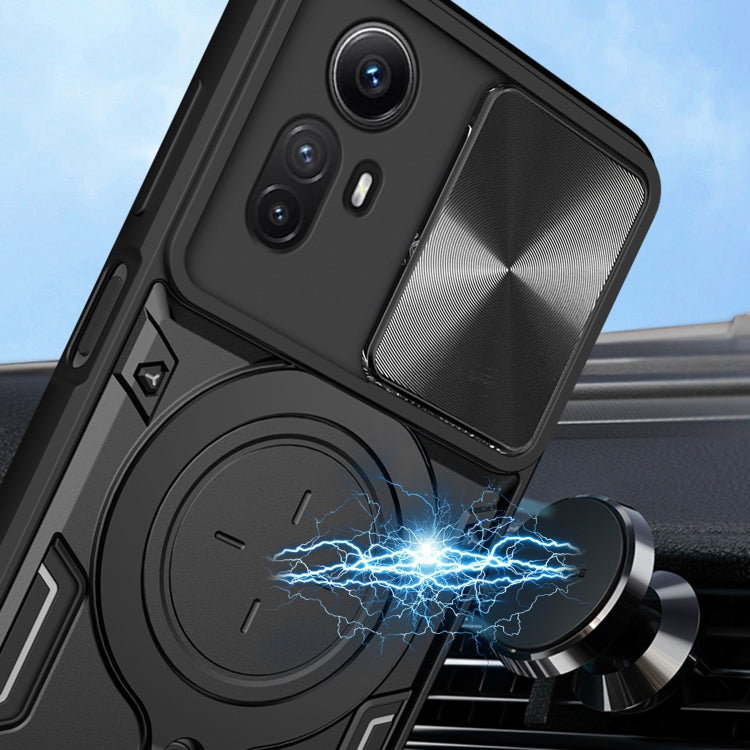 For Xiaomi Redmi Note 12S 4G CD Texture Sliding Camshield Magnetic Holder Phone Case(Silver) - free shipping - PMC TechLife - Order now!