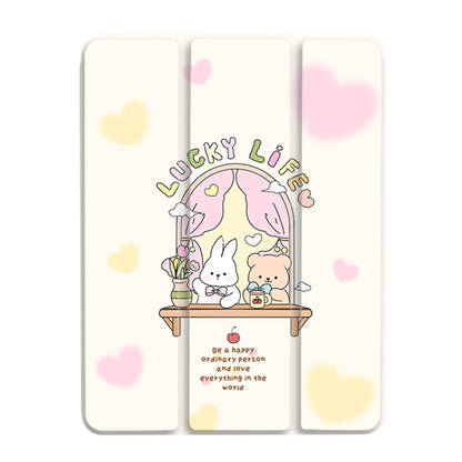 For iPad Air 11 2024 / iPad Pro 11 3-Fold 360 Rotation Painted Leather Smart Tablet Case(Bear Bunny) - iPad Pro 11 (2022/2021) Cases by PMC Jewellery | Online Shopping South Africa | PMC Jewellery | Buy Now Pay Later Mobicred