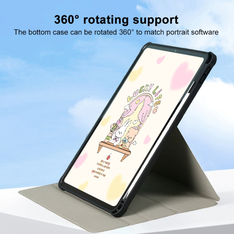 For iPad Air 11 2024 / iPad Pro 11 3-Fold 360 Rotation Painted Leather Smart Tablet Case(Bear Bunny) - iPad Pro 11 (2022/2021) Cases by PMC TechLife | Online Shopping South Africa | PMC TechLife | Buy Now Pay Later Mobicred