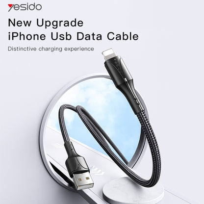 YESIDO CA97 2.4A USB to 8 Pin Braided Charging Data Cable with Indicator Light, Length:1.2m(Black) - Normal Style Cable by Yesido | Online Shopping South Africa | PMC Jewellery | Buy Now Pay Later Mobicred