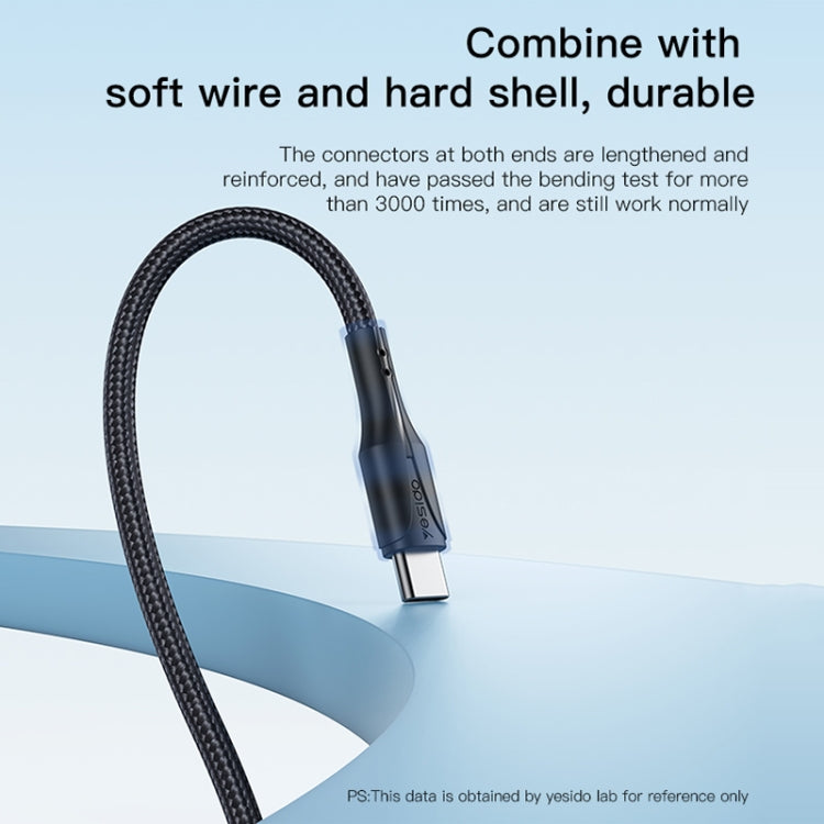 YESIDO CA99 20W USB-C / Type-C to 8 Pin Braided Charging Data Cable with Indicator Light, Length:1.2m(Black) - 2 in 1 Cable by Yesido | Online Shopping South Africa | PMC Jewellery | Buy Now Pay Later Mobicred