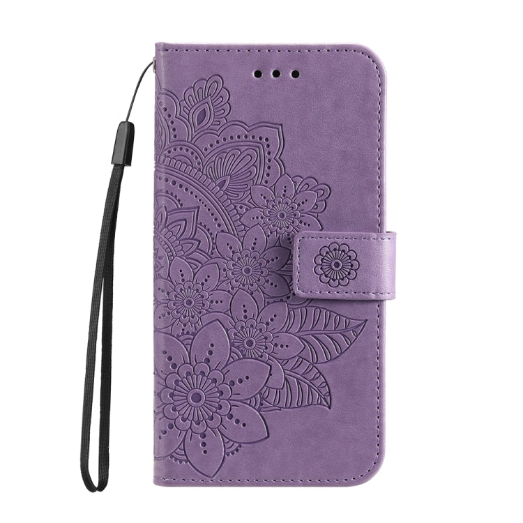 For Xiaomi Redmi Note13 Pro 4G Global/Poco M6 Pro 4G 7-petal Flowers Embossing Leather Phone Case(Light Purple) - Note 13 Pro Cases by PMC Jewellery | Online Shopping South Africa | PMC Jewellery | Buy Now Pay Later Mobicred