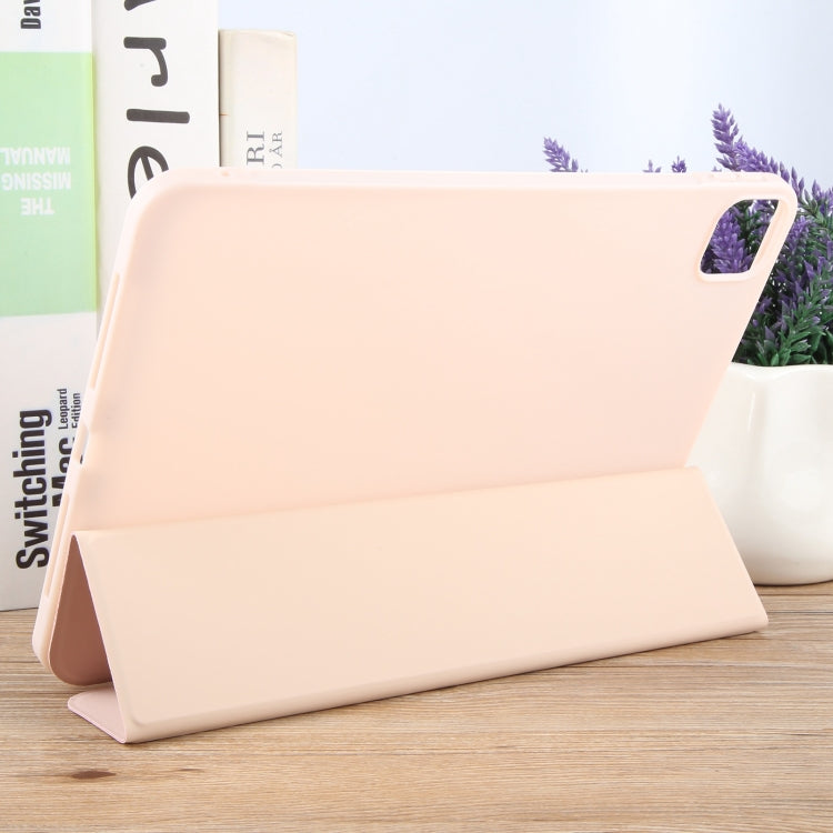 For iPad Air 13 2024 GEBEI 3-folding Holder Shockproof Flip Leather Tablet Case(Pink) - iPad Air 13 2024 Cases by GEBEI | Online Shopping South Africa | PMC TechLife | Buy Now Pay Later Mobicred