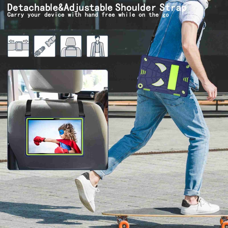 For Lenovo Tab M10 3rd Gen Spider Texture Silicone Hybrid PC Tablet Case with Shoulder Strap(Navy Blue + Yellow Green) - Lenovo by PMC TechLife | Online Shopping South Africa | PMC TechLife | Buy Now Pay Later Mobicred