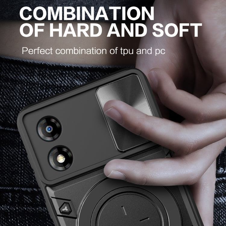For Motorola Moto E13 CD Texture Sliding Camshield Magnetic Holder Phone Case(Silver) - free shipping - PMC TechLife - Order now!