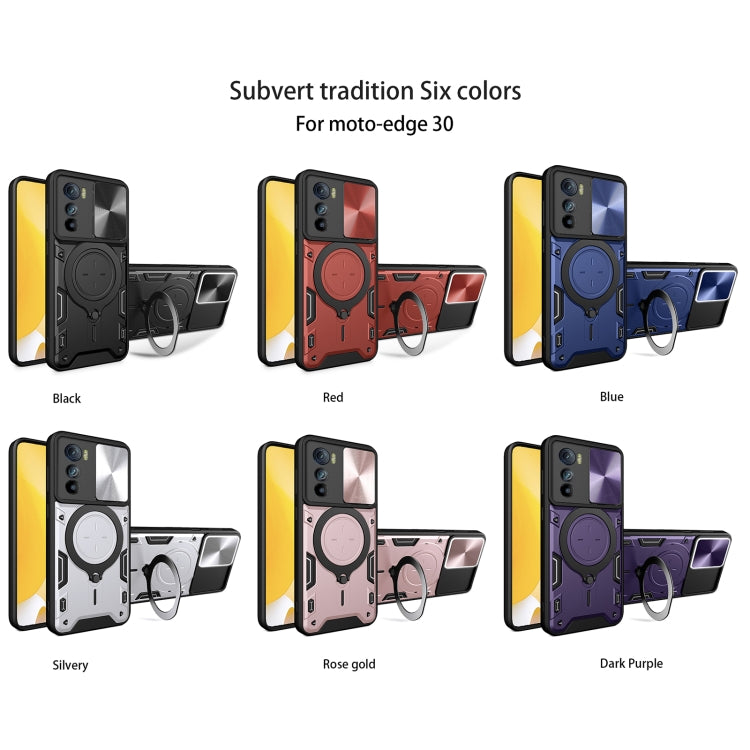For Motorola Edge 30 CD Texture Sliding Camshield Magnetic Holder Phone Case(Black) - free shipping - PMC TechLife - Order now!