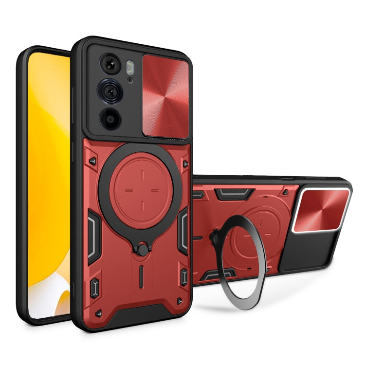 For Motorola Edge 30 Pro CD Texture Sliding Camshield Magnetic Holder Phone Case(Red) - free shipping - PMC TechLife - Order now!