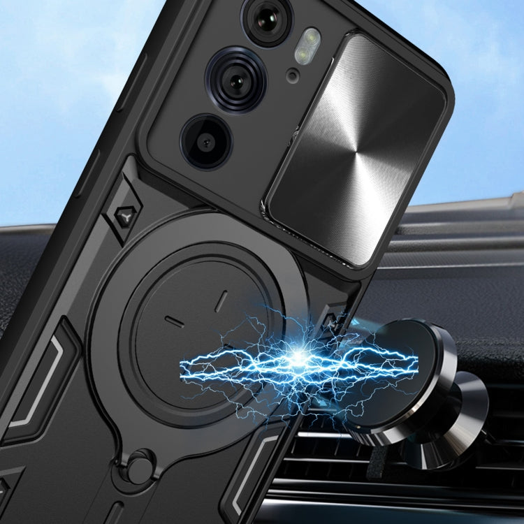 For Motorola Edge 30 Pro CD Texture Sliding Camshield Magnetic Holder Phone Case(Blue) - free shipping - PMC TechLife - Order now!