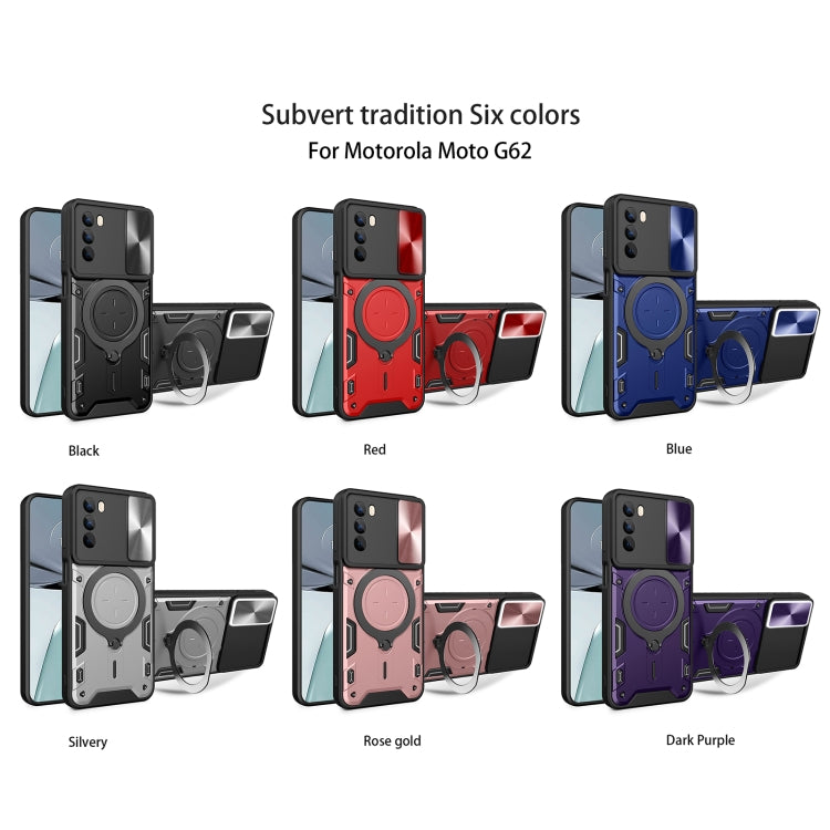 For Motorola Moto G62 CD Texture Sliding Camshield Magnetic Holder Phone Case(Black) - free shipping - PMC TechLife - Order now!