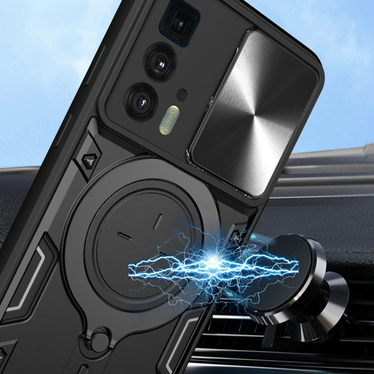 For Motorola Edge 20 Pro CD Texture Sliding Camshield Magnetic Holder Phone Case(Silver) - free shipping - PMC TechLife - Order now!