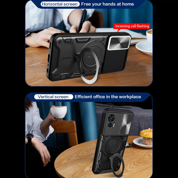 For Motorola Edge 30 Neo CD Texture Sliding Camshield Magnetic Holder Phone Case(Silver) - free shipping - PMC TechLife - Order now!