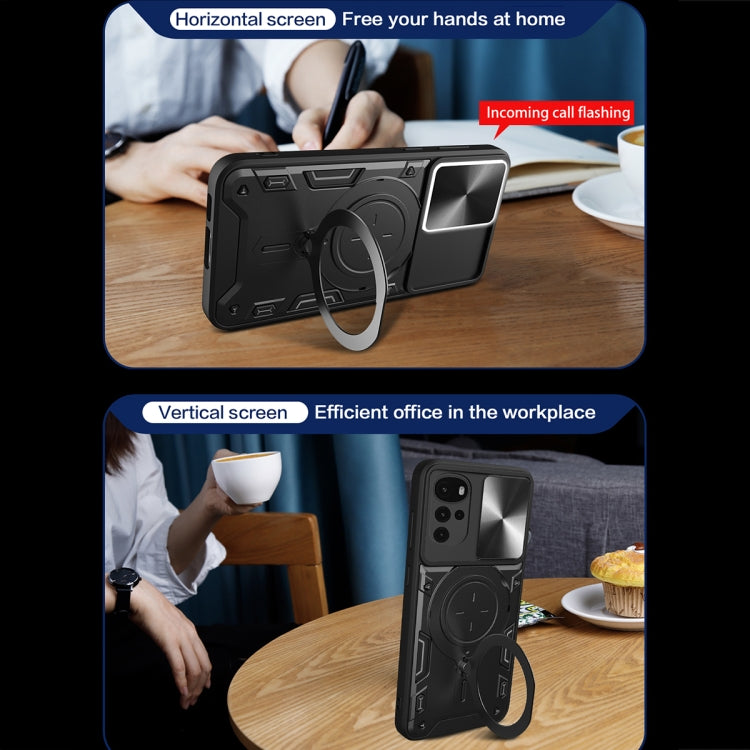 For Motorola Moto G22 / E32 CD Texture Sliding Camshield Magnetic Holder Phone Case(Blue) - free shipping - PMC TechLife - Order now!