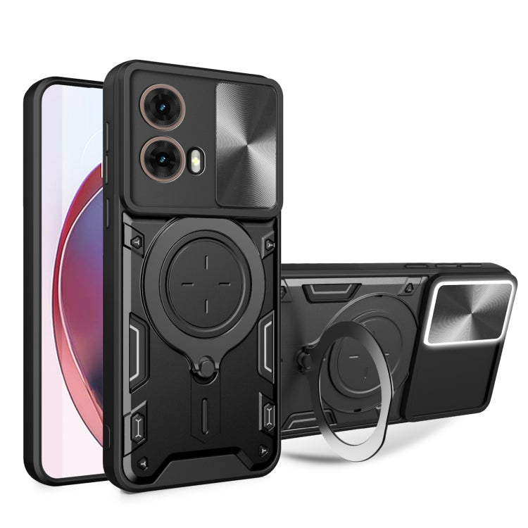 For Motorola Moto G85 CD Texture Sliding Camshield Magnetic Holder Phone Case(Black) - free shipping - PMC TechLife - Order now!