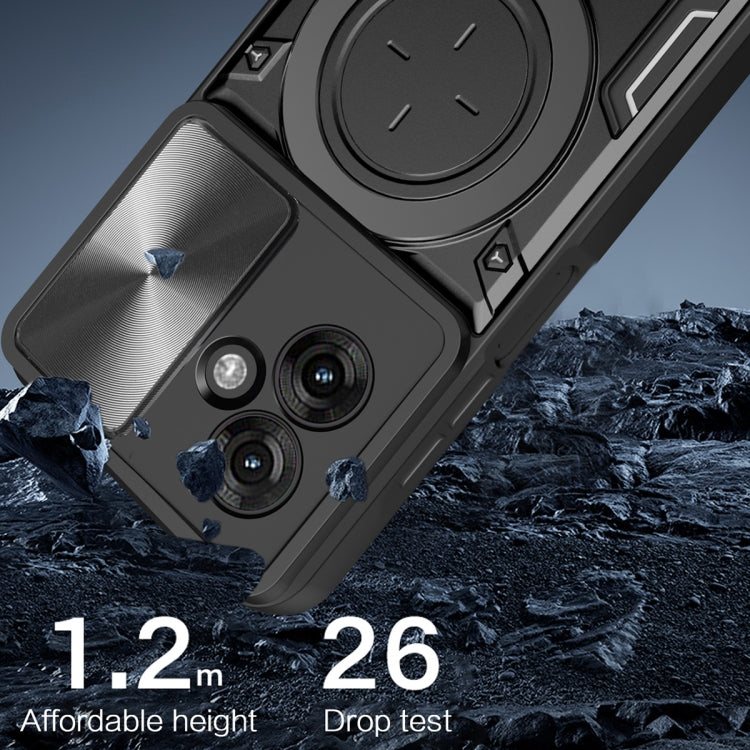 For Motorola Moto G55 CD Texture Sliding Camshield Magnetic Holder Phone Case(Black) - free shipping - PMC TechLife - Order now!