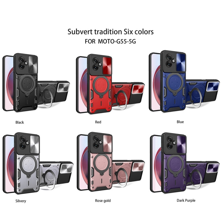 For Motorola Moto G55 CD Texture Sliding Camshield Magnetic Holder Phone Case(Red) - free shipping - PMC TechLife - Order now!