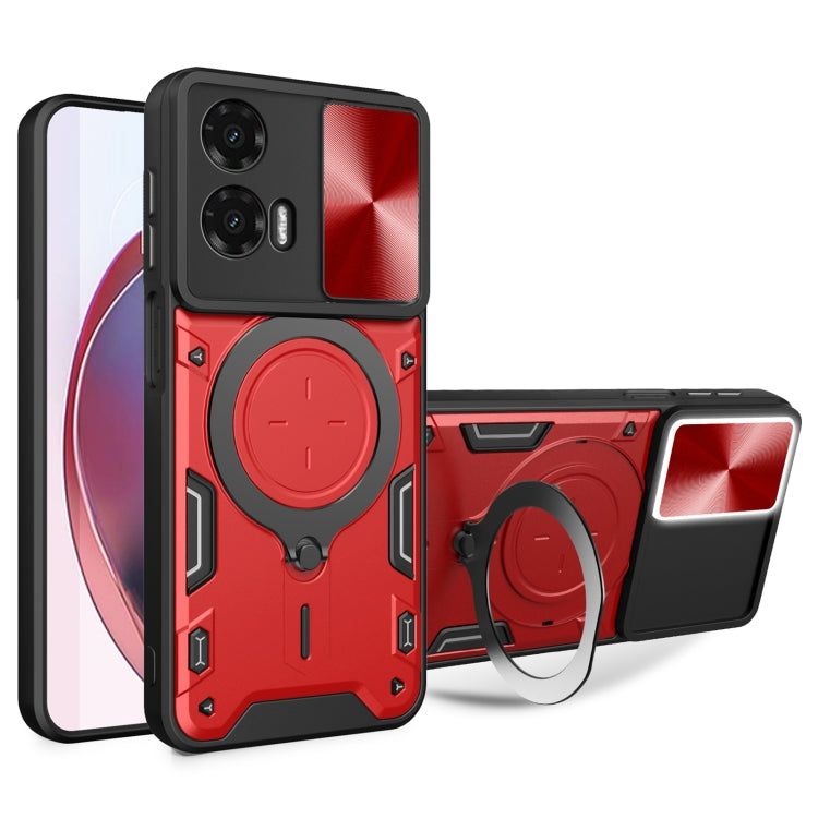 For Motorola Moto G35 CD Texture Sliding Camshield Magnetic Holder Phone Case(Red) - free shipping - PMC TechLife - Order now!